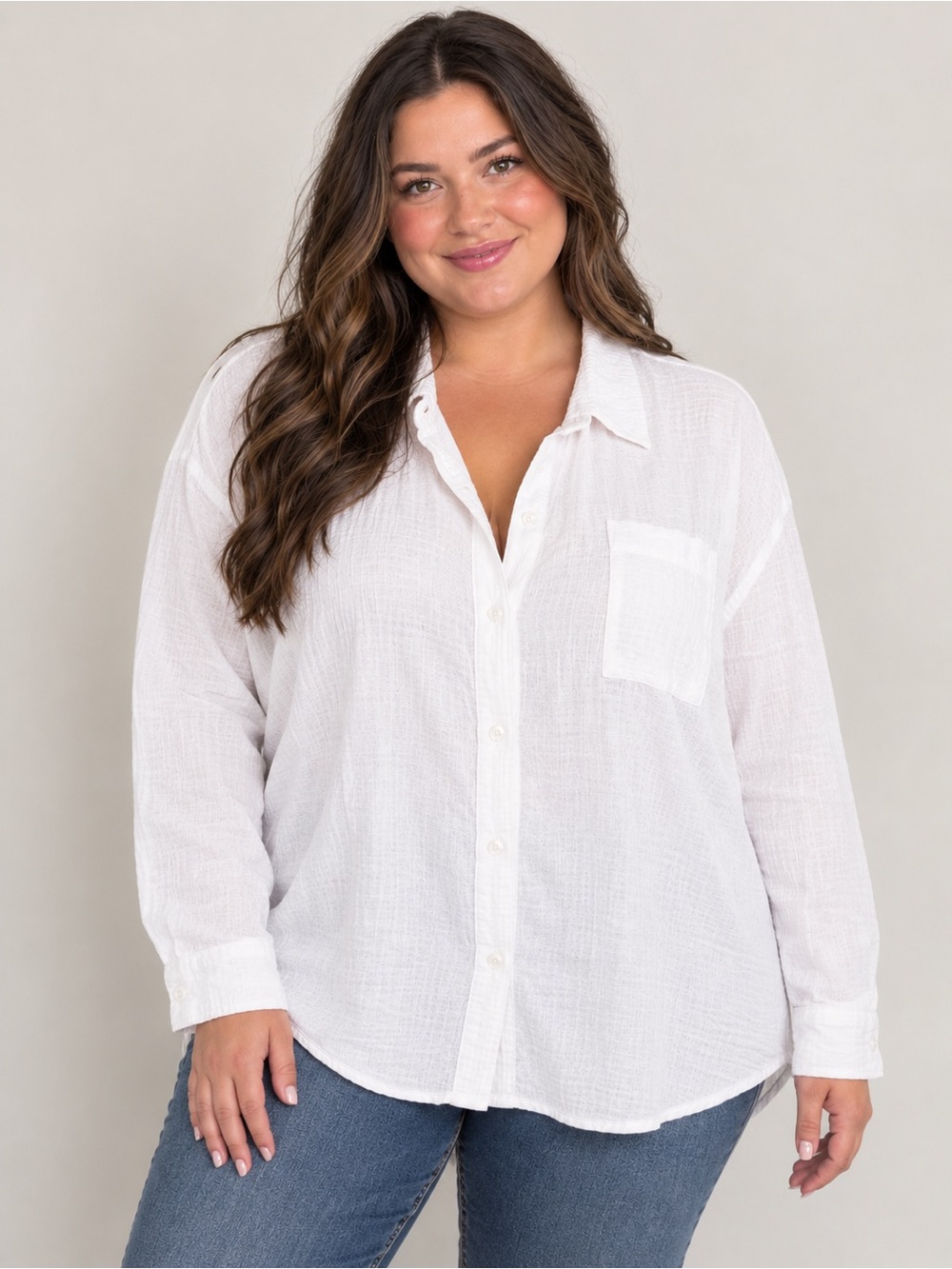 32 Degree Cool White Button-Up Gauze Shirt - Women